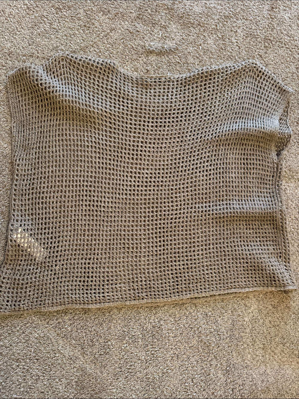 Eileen Fisher Taupe Open-Weave Crewneck Sweater - Picture 5 of 6